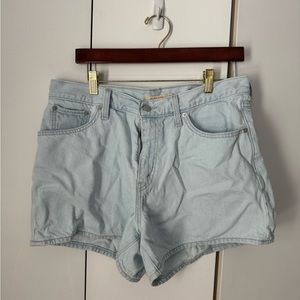 Levi's Blue Jean Shorts High-Waisted Raw Hem
